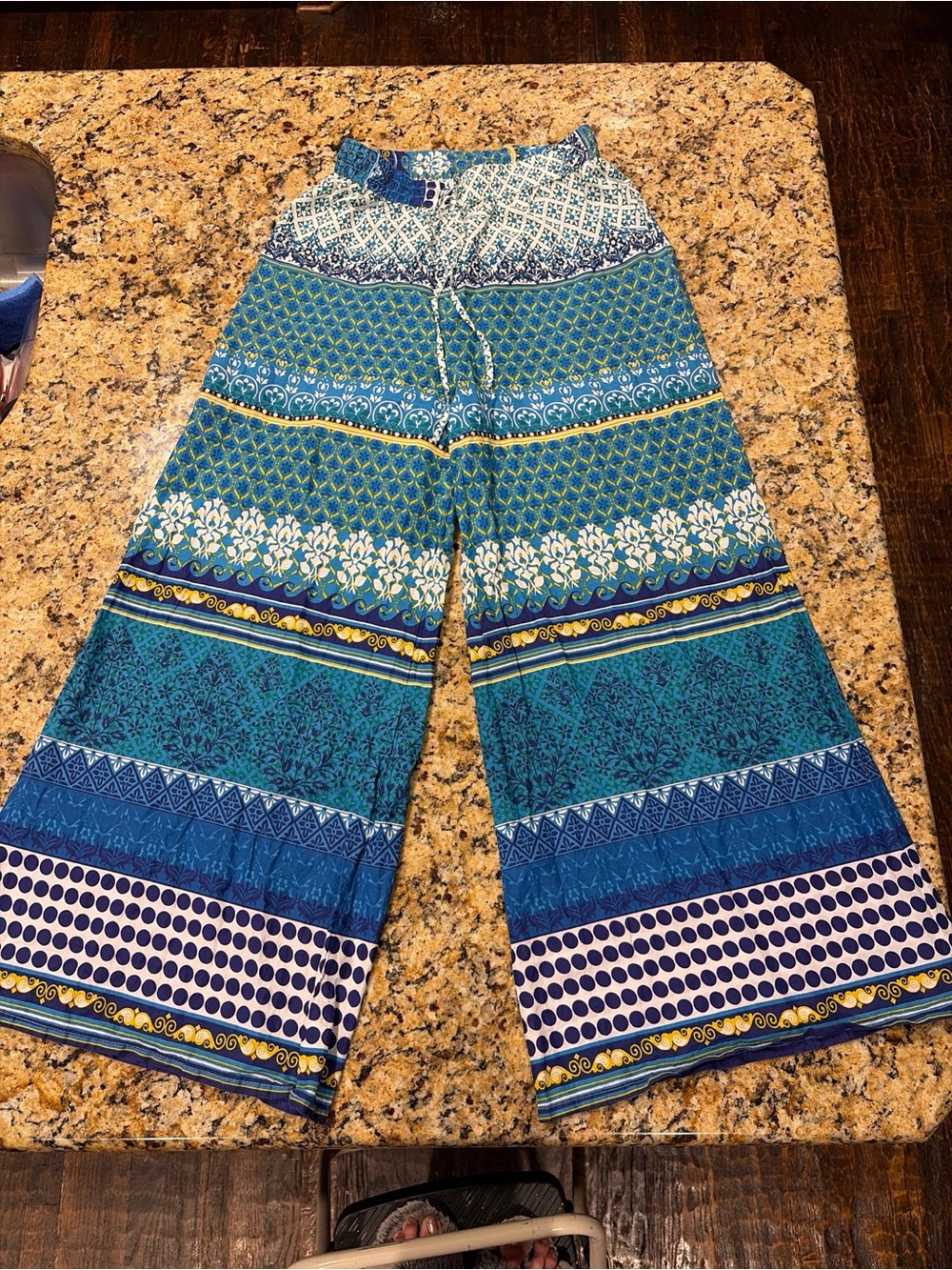Srishyi Women's Wide Leg Printed Palazzo Pants - Blue Multi